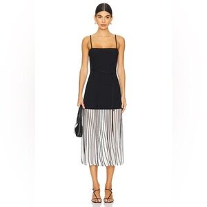 NWT Karina Grimaldi Moraima Knit Midi Dress Black White XS Revolve Event Party